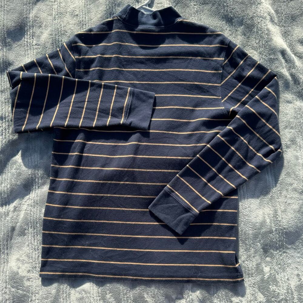 Vintage 90s Roundtree & York Navy Gold Long Sleeve Striped Mock Neck Shirt Men's - Picture 3 of 9